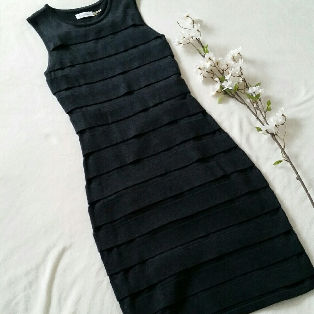 Calvin Klein Charcoal Grey Knit Sweater Dress